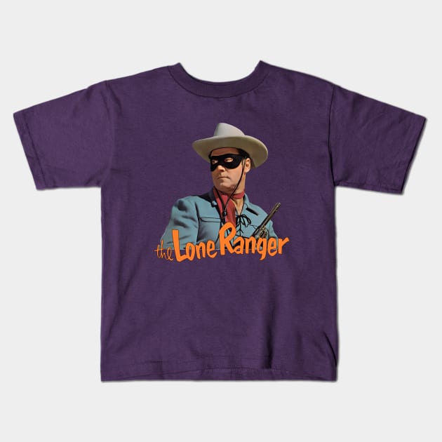 The Lone Ranger - Clayton Moore - 40s Tv Western Kids T-Shirt by wildzerouk